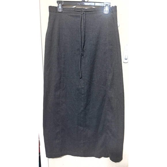 Vintage Ivy Gray Wool Maxi Skirt sz 14 Made In USA Long modest minimalist - Picture 1 of 6